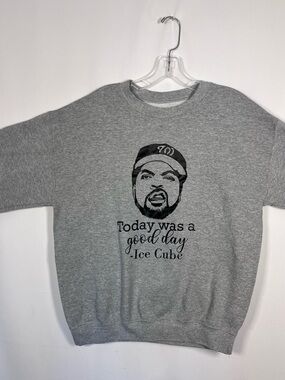 Ice Cube Grey Graphic Crewneck Sweatshirt